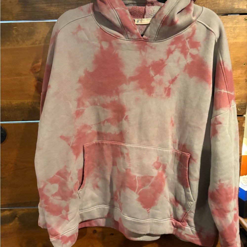 FP Movement by Free People Red and Gray Tie-Dye Hoodie